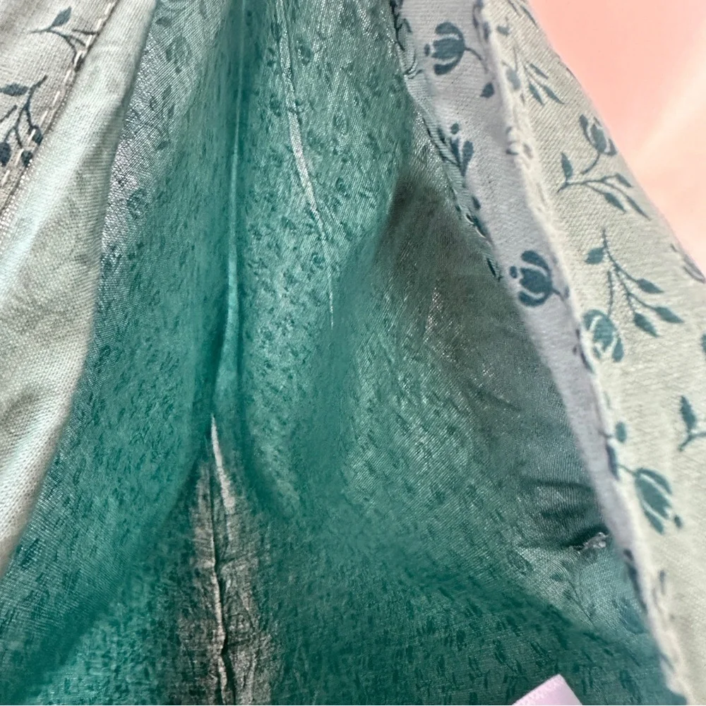 April Cornell Floral Rayon Crossbody Tote Bag Teal Cottagecore Boho Style - Picture 7 of 7